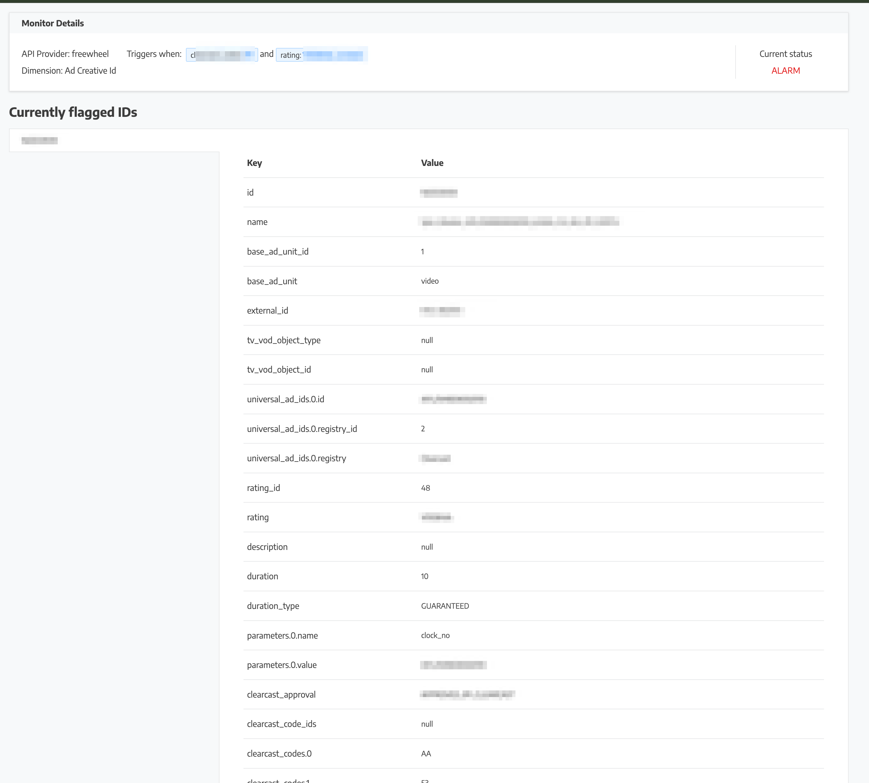 Snapshot of a Watching That UI that shows a record from the Validation Monitors