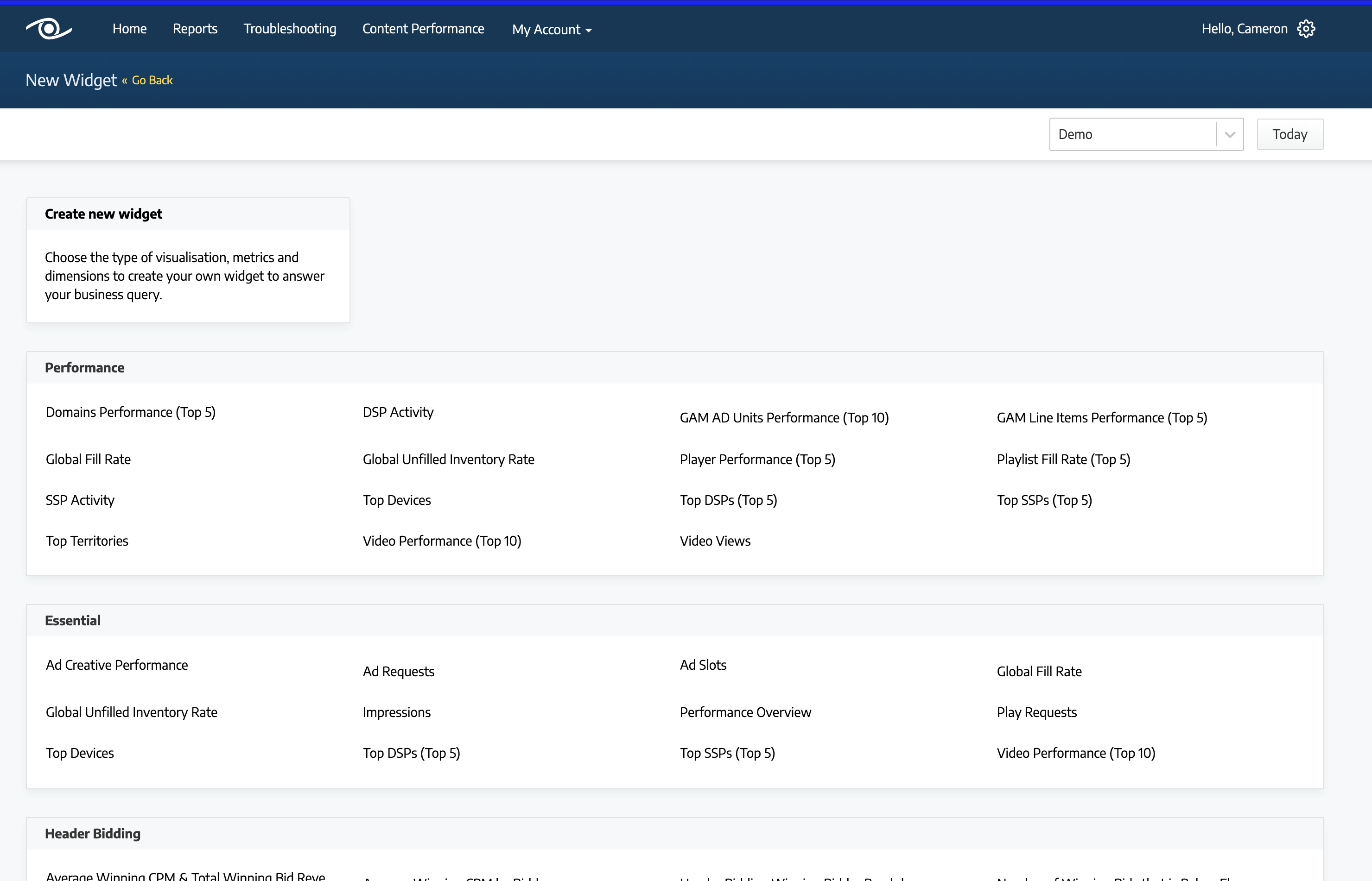 Screenshot of Watching That's Report Widget Library