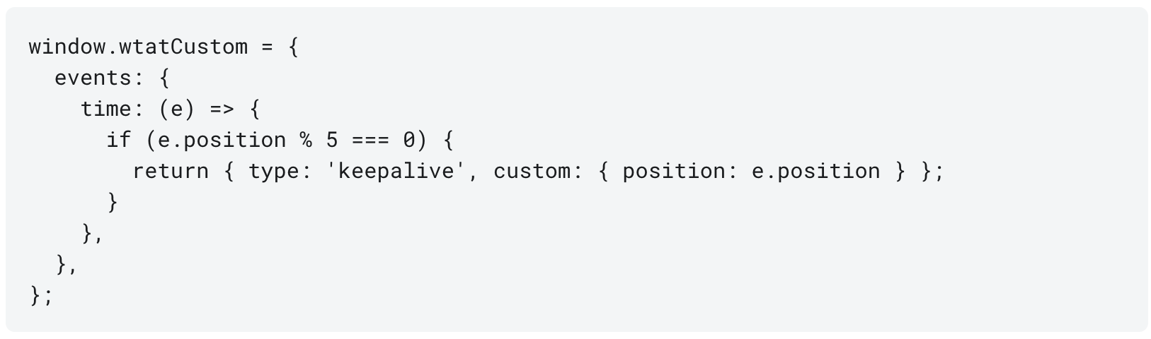 sample code for custom events with a function
